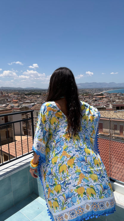 Blue Lemon Maiolica Foulard Dress