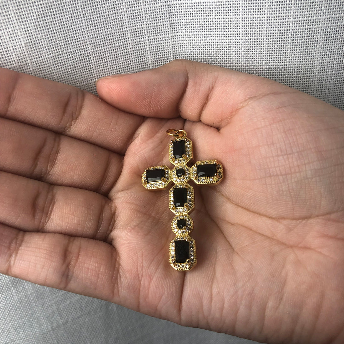 Black Pavé Large Cross Pendant