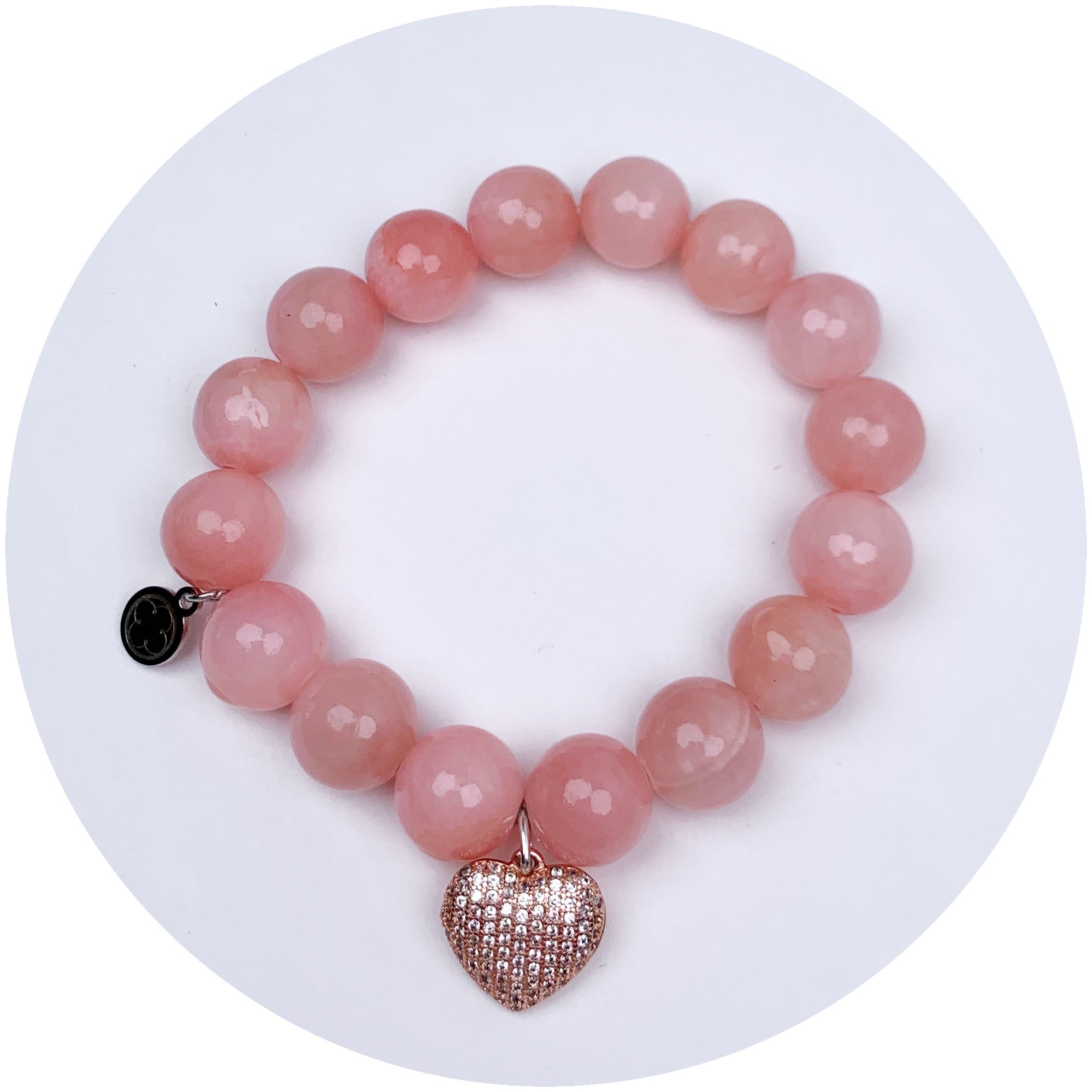 Rose Pink Jade with Pavé Puff Heart Pendant