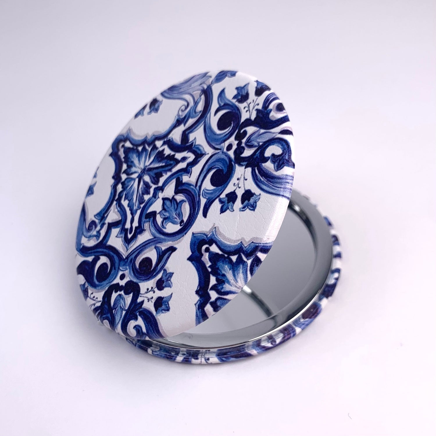 Blue Maiolica Compact Mirror