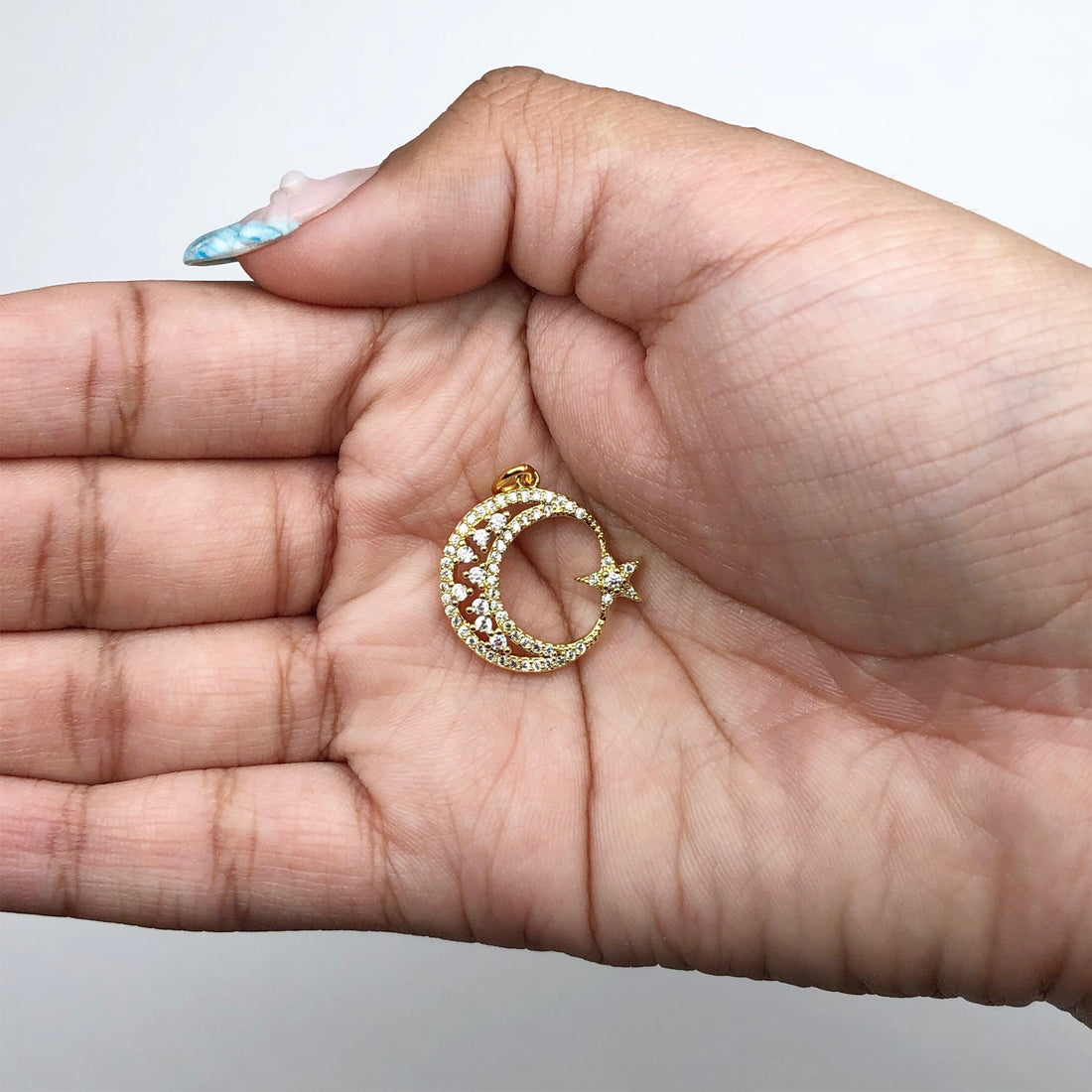 Pavé Crescent Moon &amp; Star Pendant