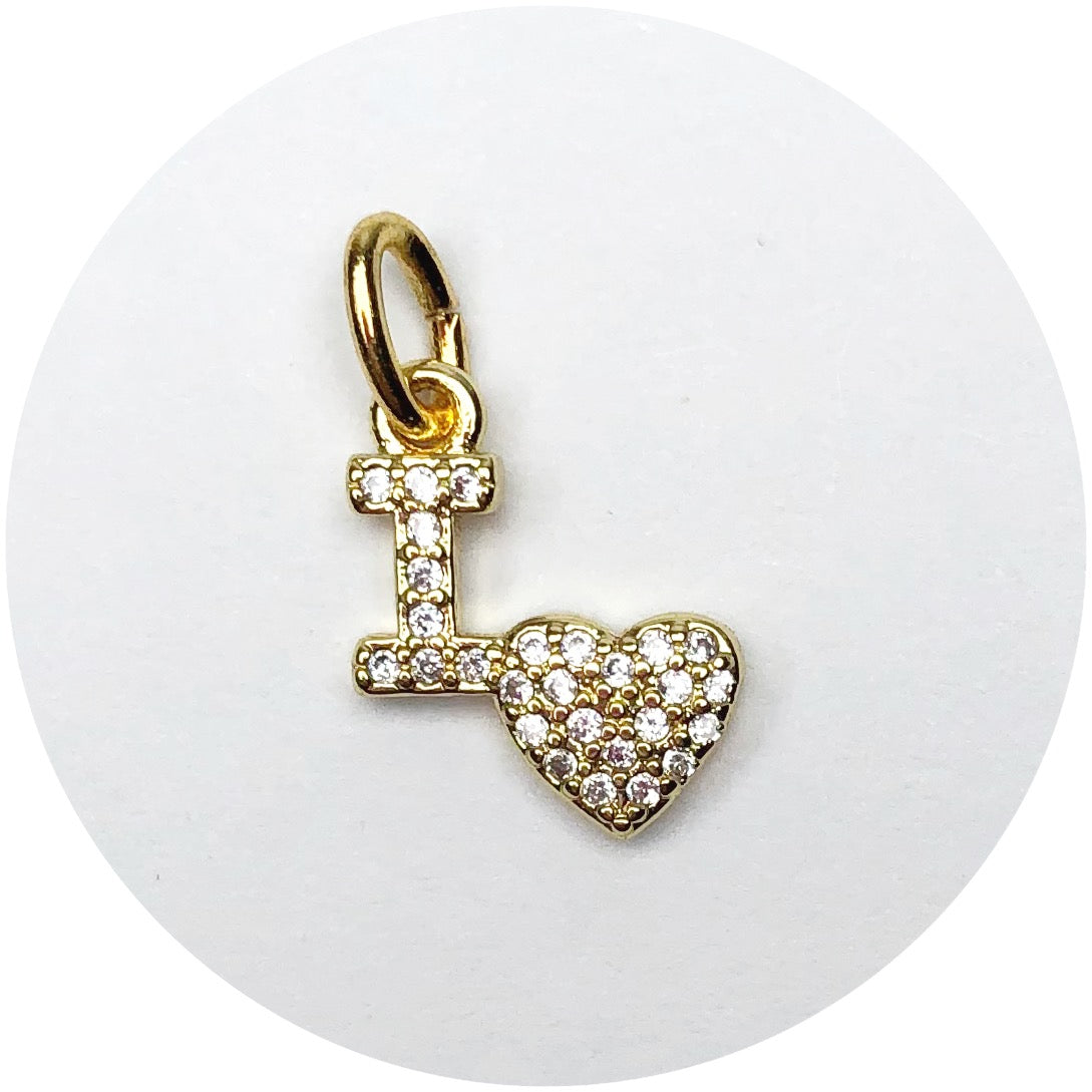 Pavé "I Heart U" Pendant