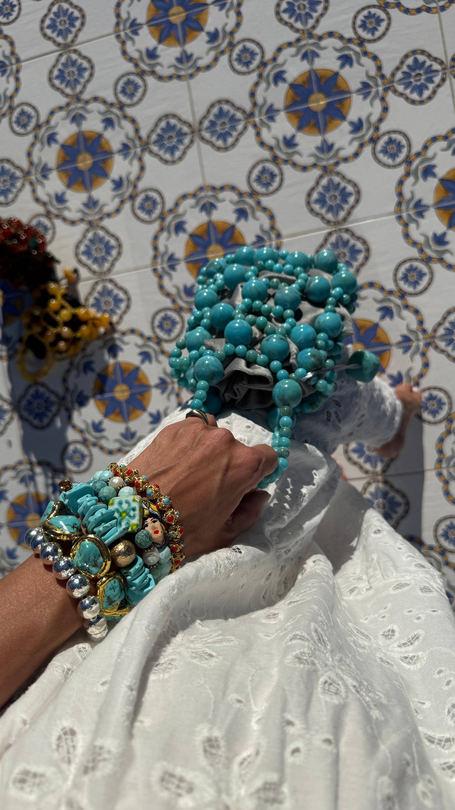 Gemma Turquoise Acrylic Beaded Tote