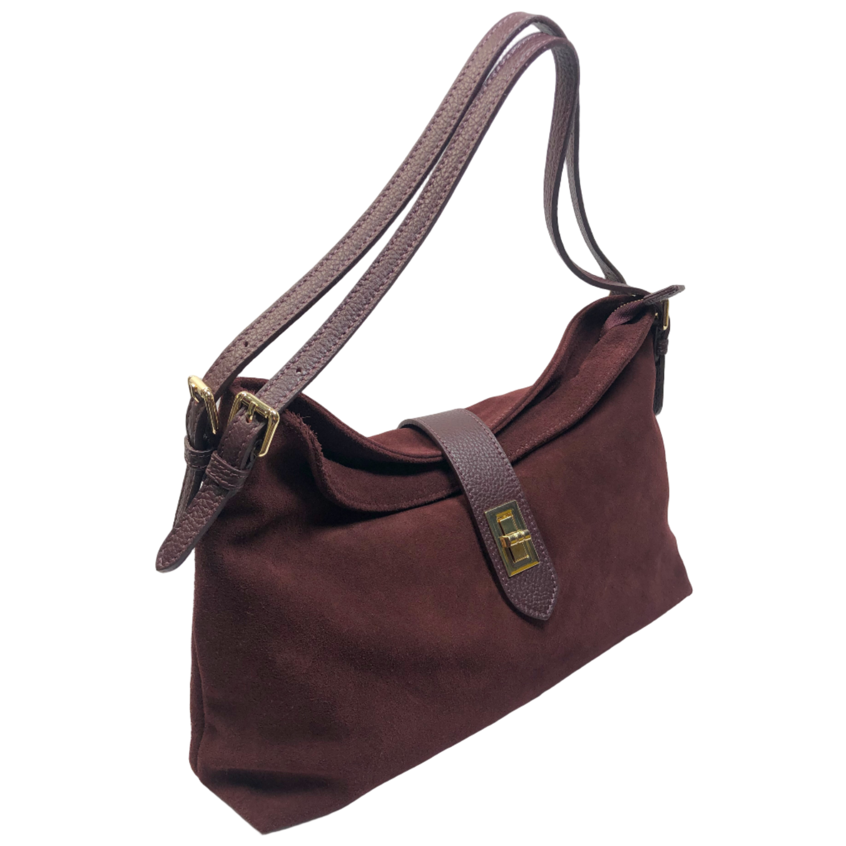 Sarina Marsala Suede Shoulder Bag