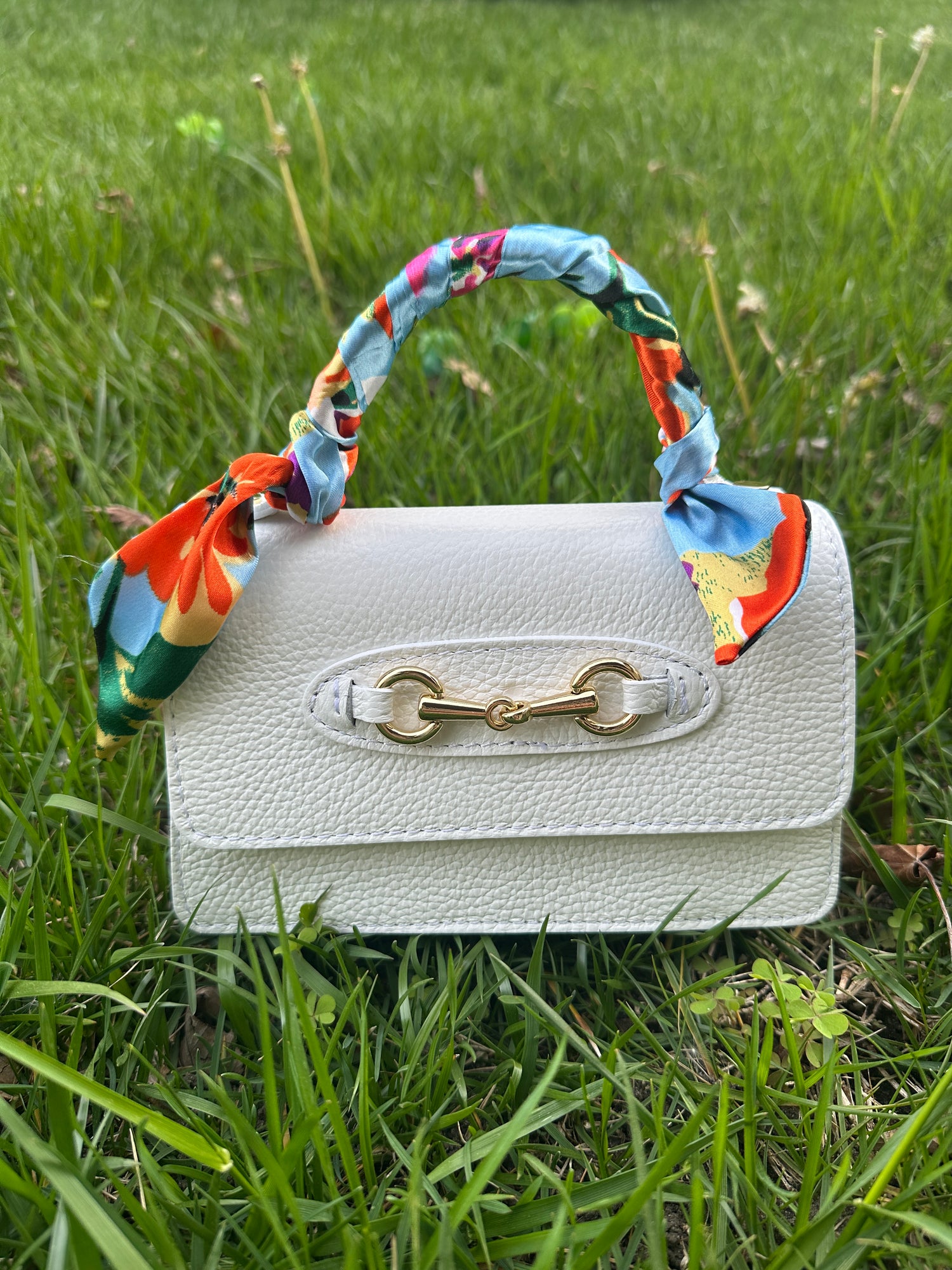 Angelina White Leather Handbag