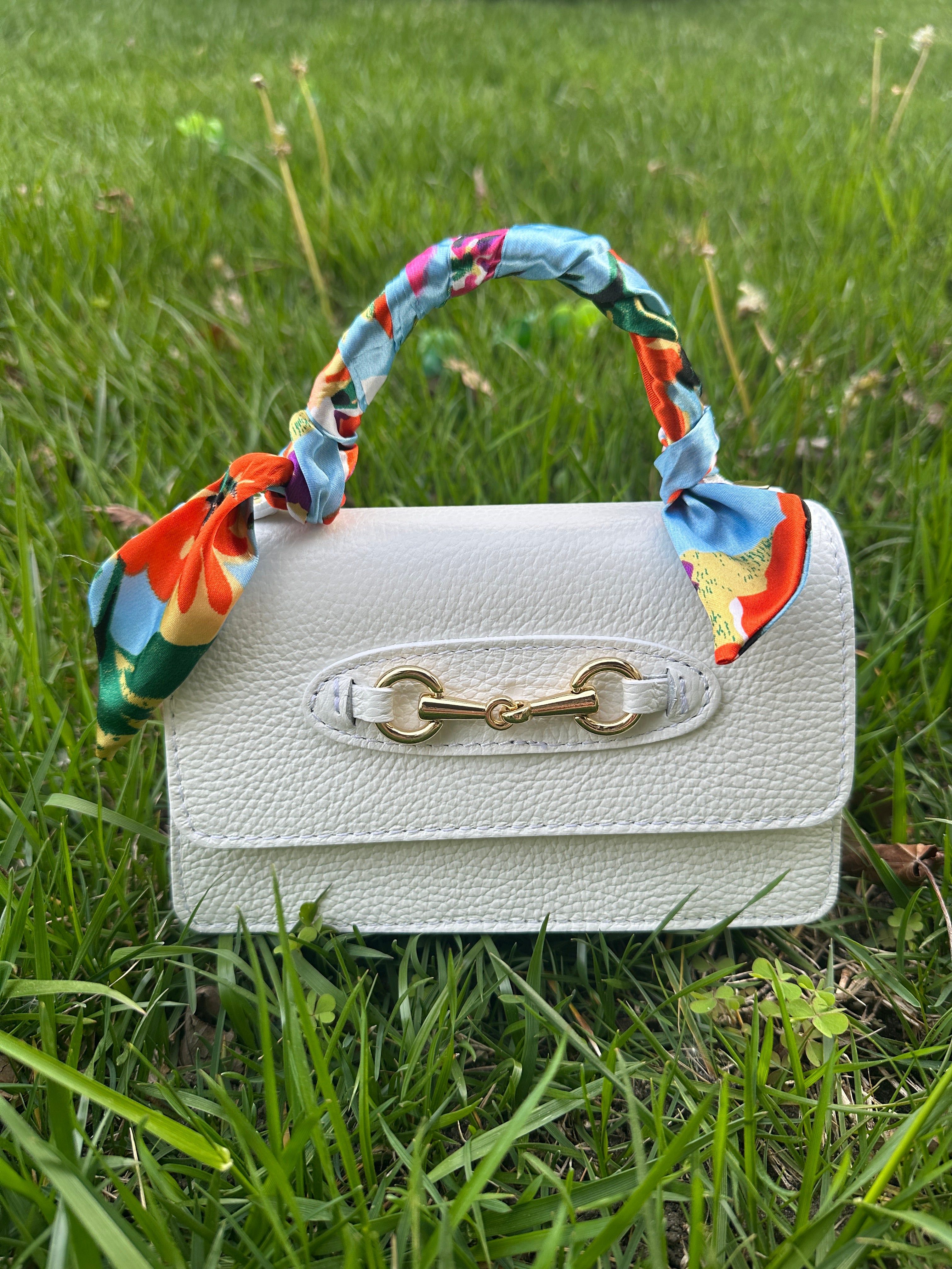 Angelina White Leather Handbag