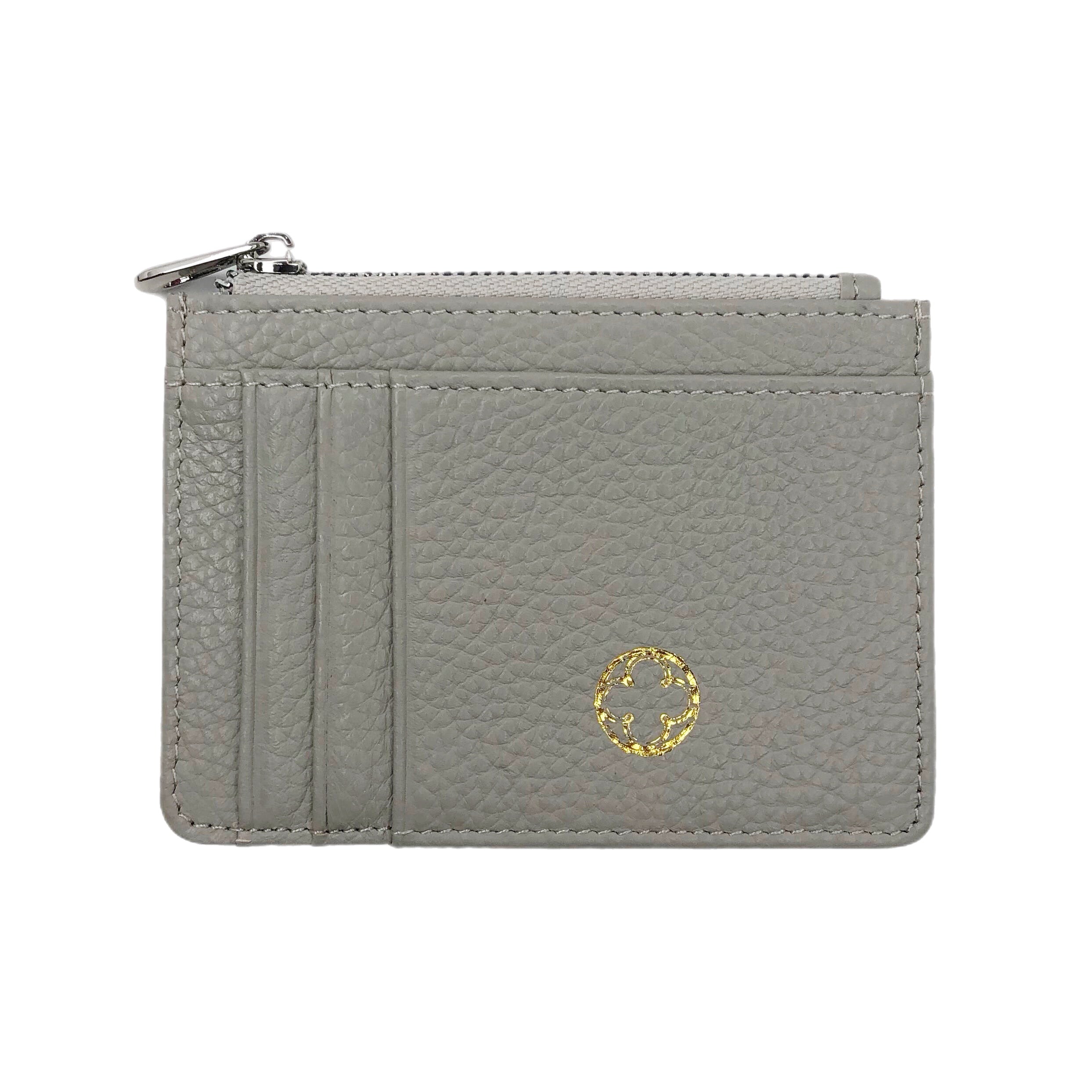 Grey Leather Zip Wallet