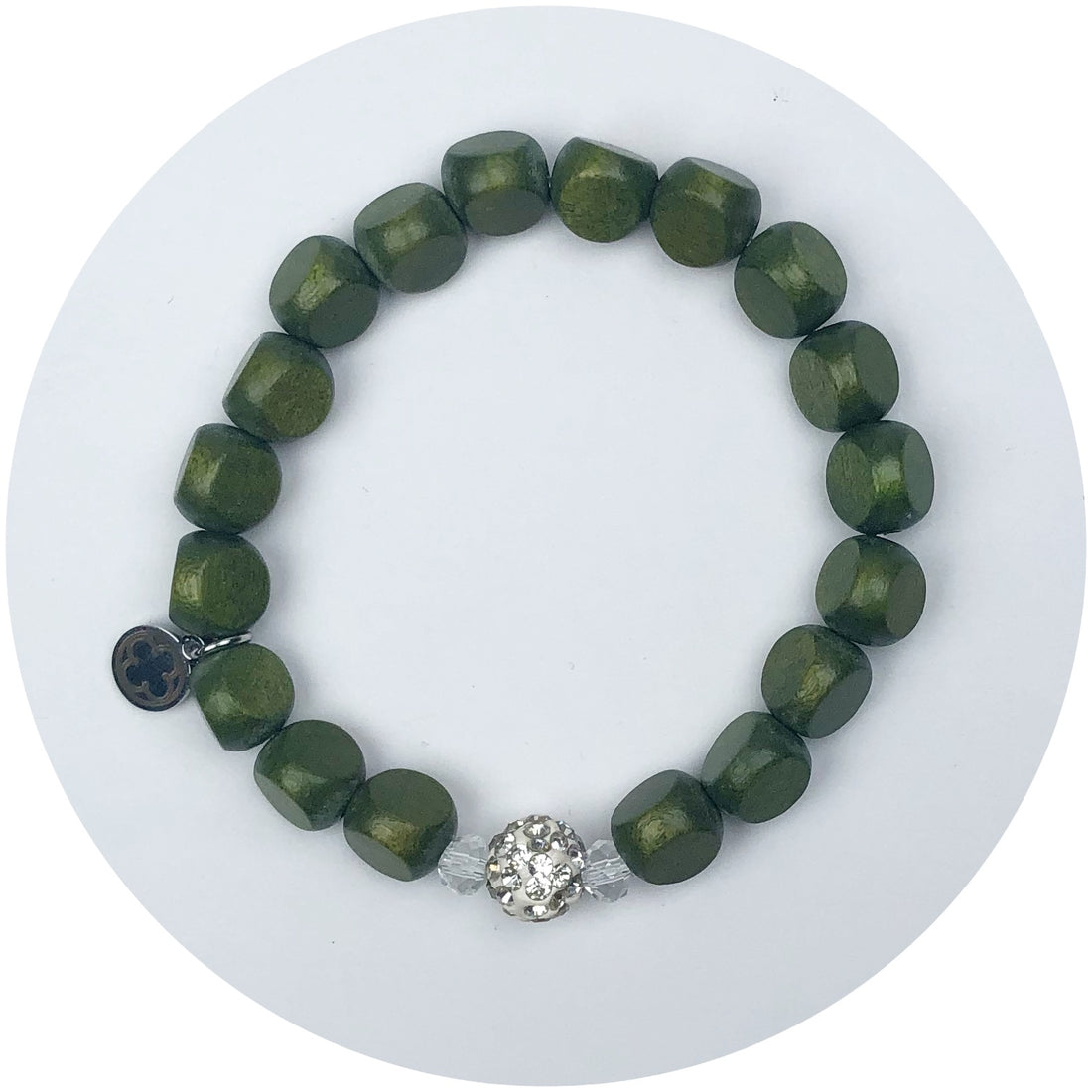 Matcha Wood with White Pavé Accent