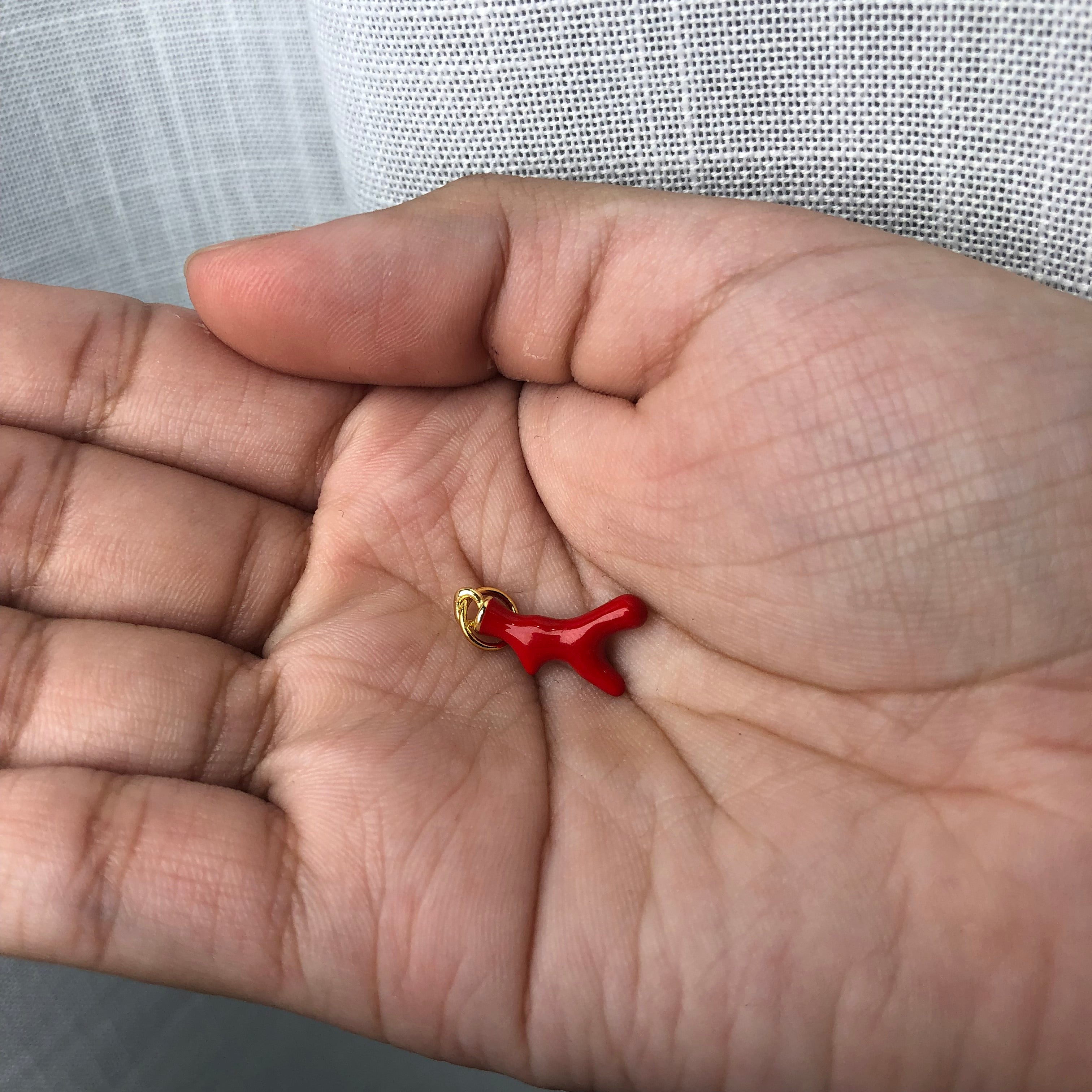 Red Enamel Coral Branch Pendant