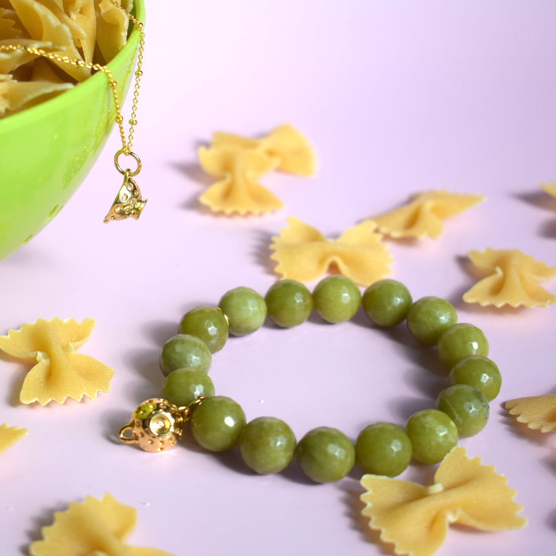 Green Garnet with Pasta Strainer Pendant