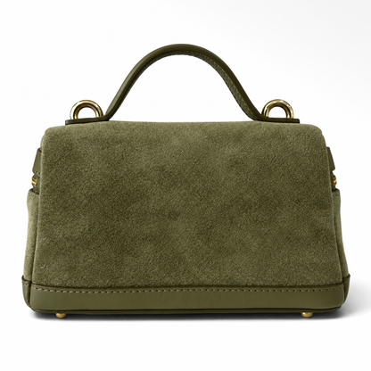 Frankie Olive Green Suede Handbag