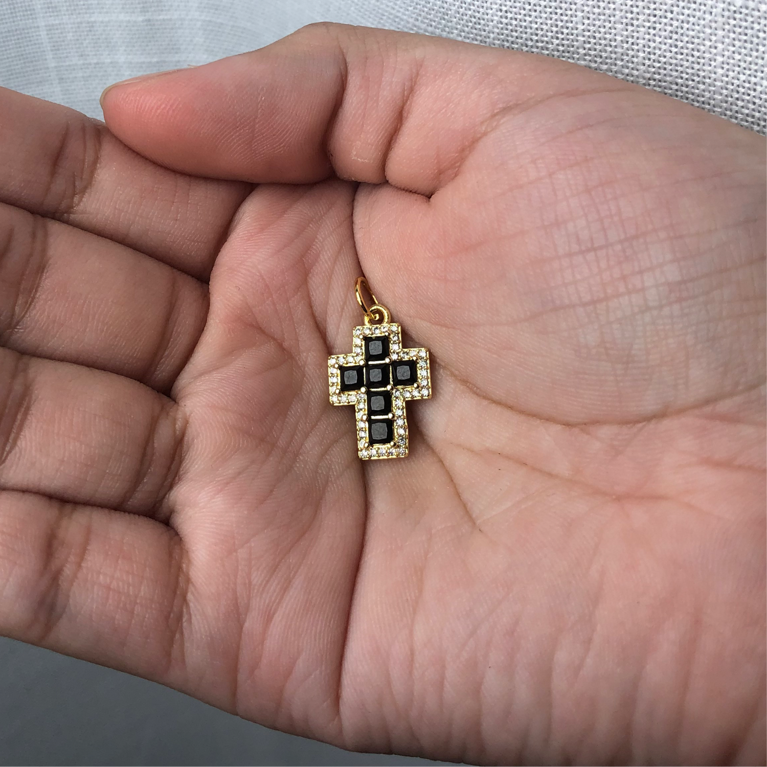 Black Pavé Mini Cross Pendant