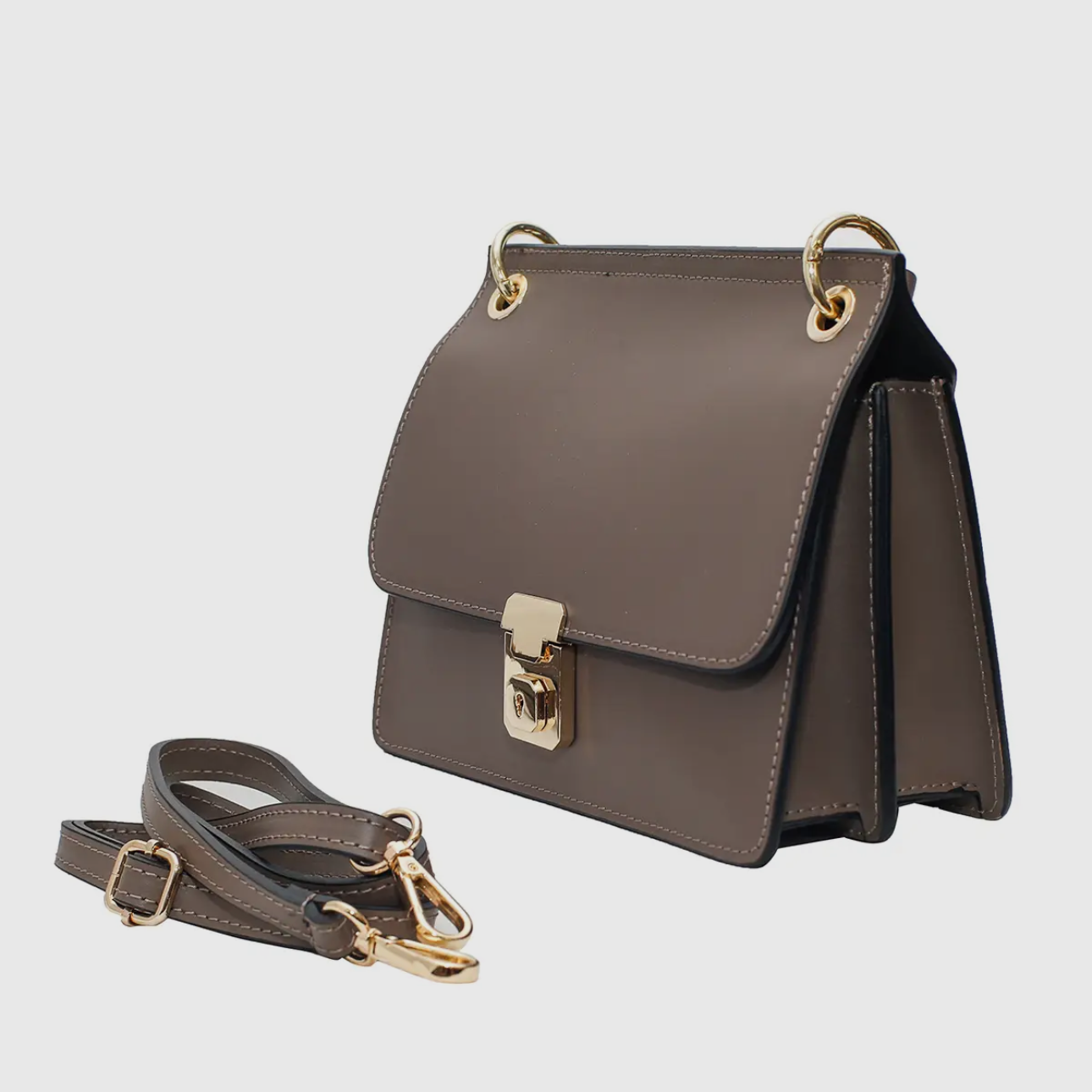 Patrizia Grigio Leather Bag with Crossbody Strap