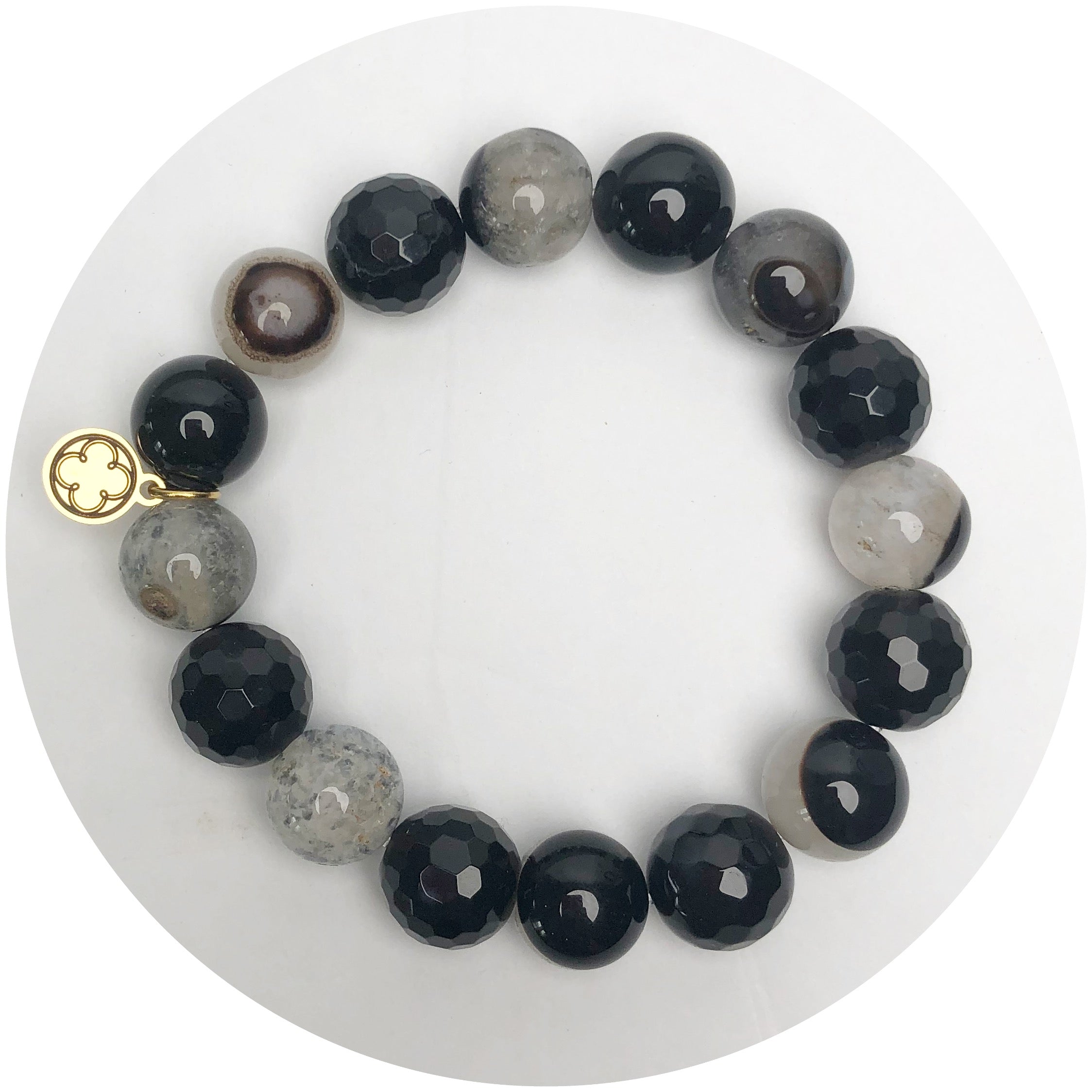 Black Quartz Beaded Bracelet