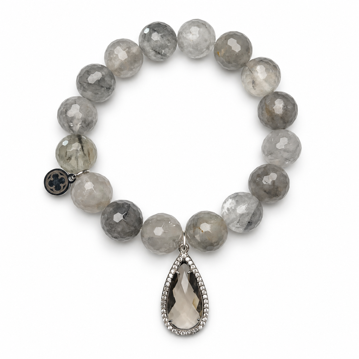 Grey Quartz with Pavé Grey Crystal Point Pendant - Oriana LaMarca Designs