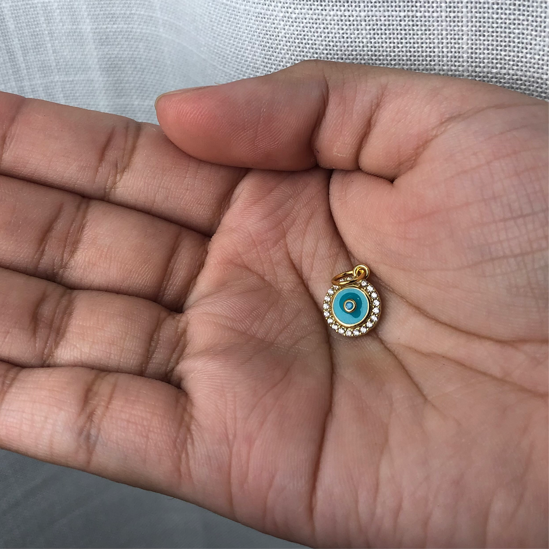 Turquoise Round Enamel Evil Eye Pendant