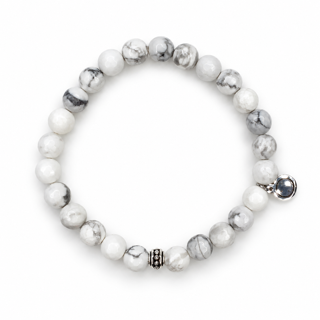 Mens White Howlite with Antique Silver Accent - Oriana LaMarca Designs