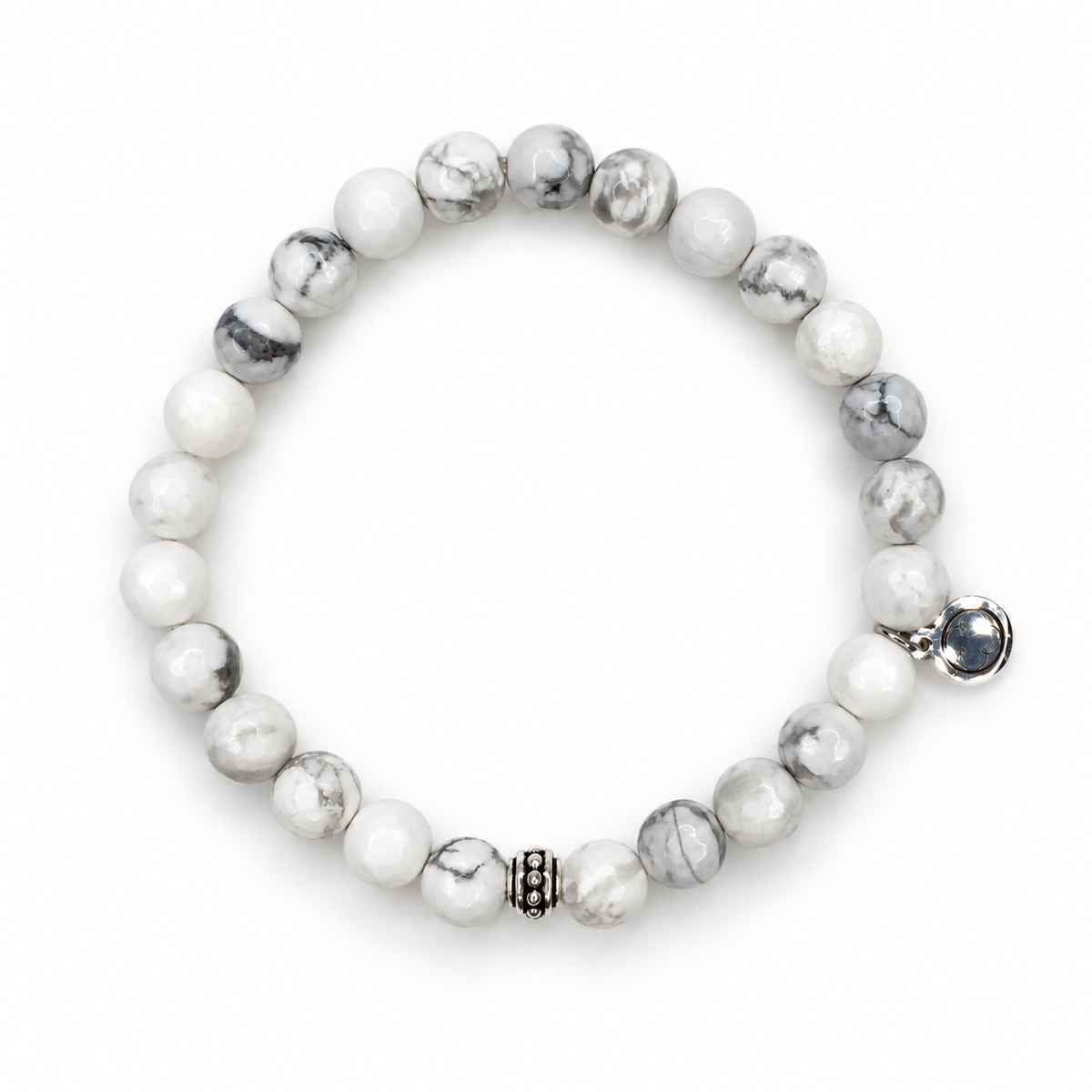 Mens White Howlite with Antique Silver Accent - Oriana LaMarca Designs