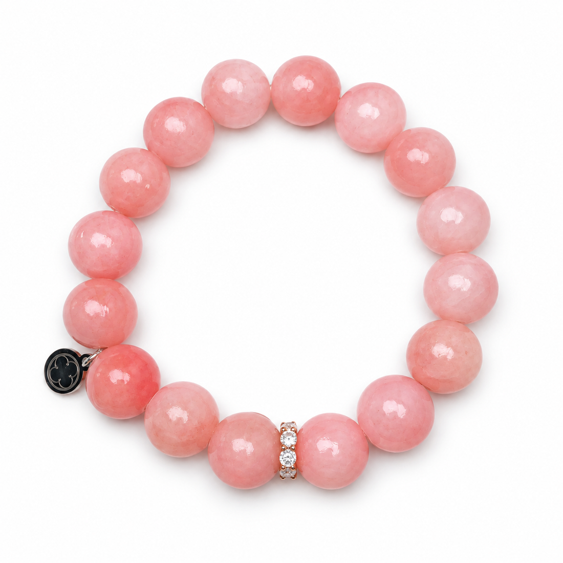 Rose Pink Jade with Rose Gold Pavé Bubble Spacer - Oriana LaMarca Designs