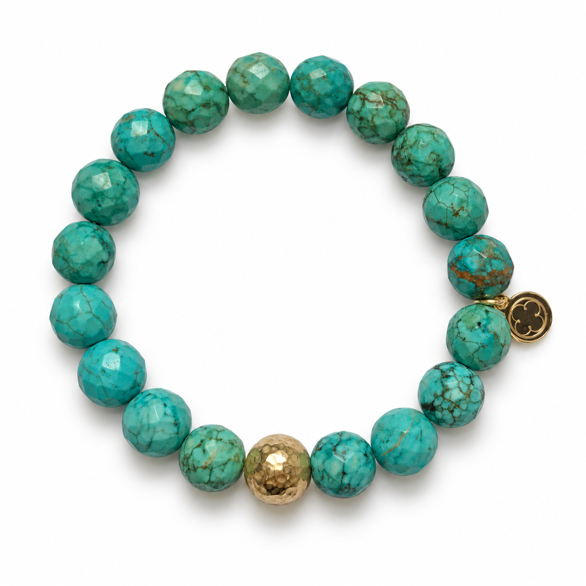 Green Turquoise with Hammered Gold Accent - Oriana LaMarca Designs