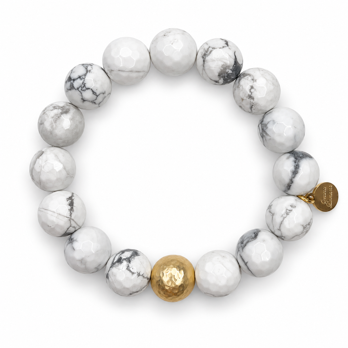 White Howlite with Hammered Gold Accent - Oriana LaMarca Designs