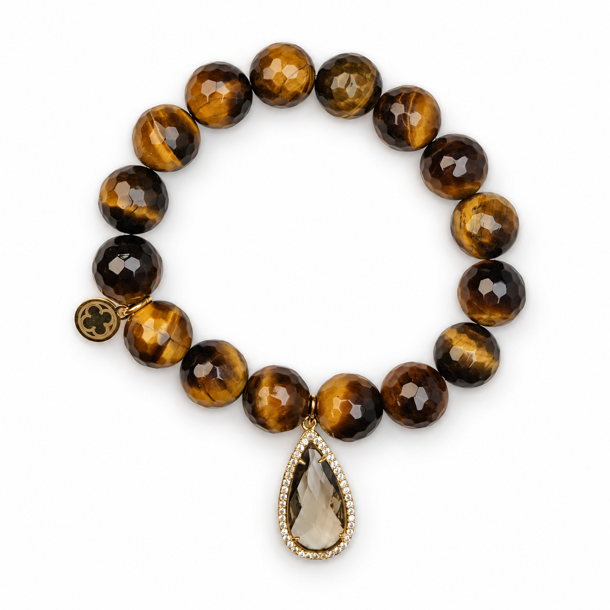 Tiger Eye with Pavé Topaz Crystal Point Pendant - Oriana LaMarca Designs