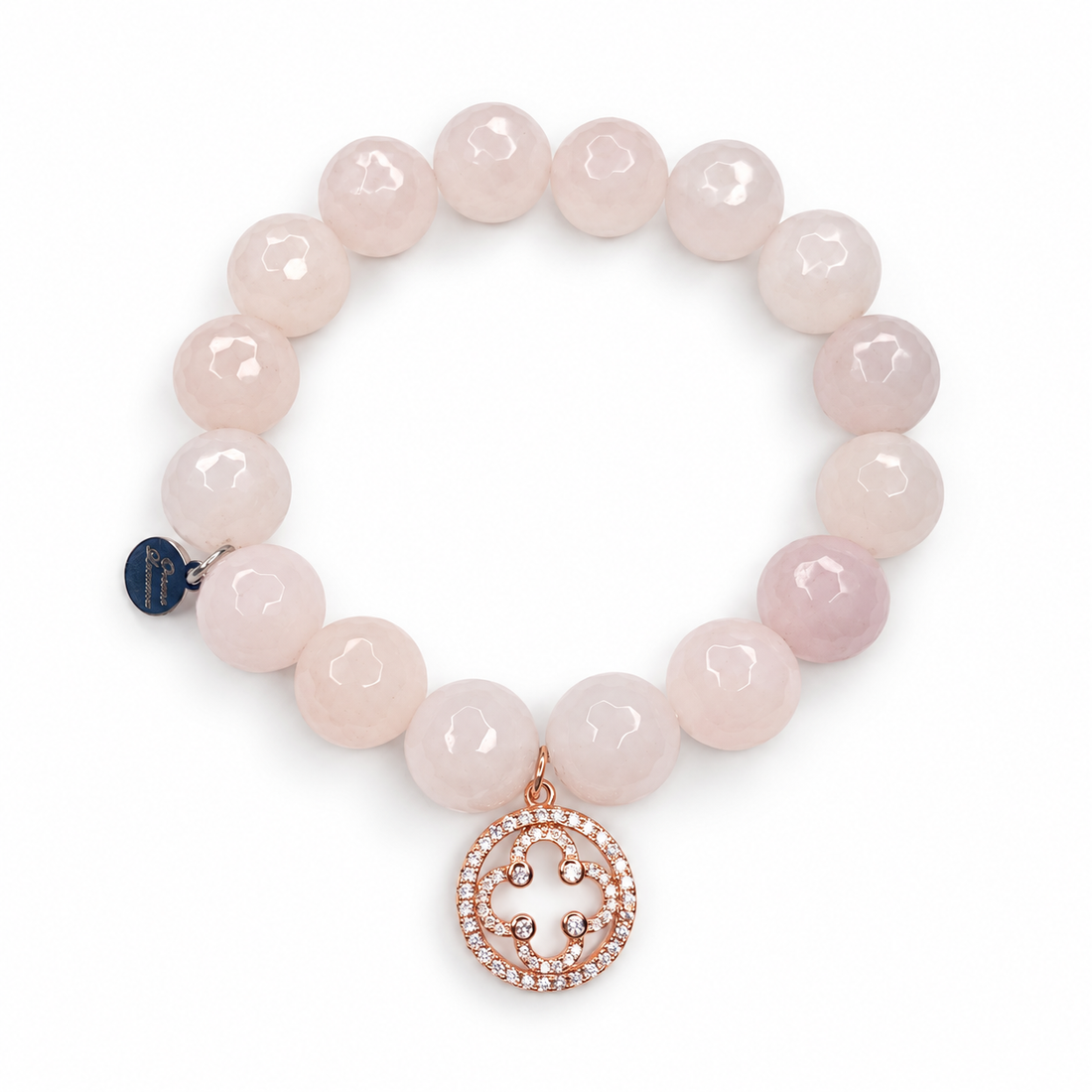 Rose Quartz with Pavé Rose Gold Signature Logo - Oriana LaMarca Designs