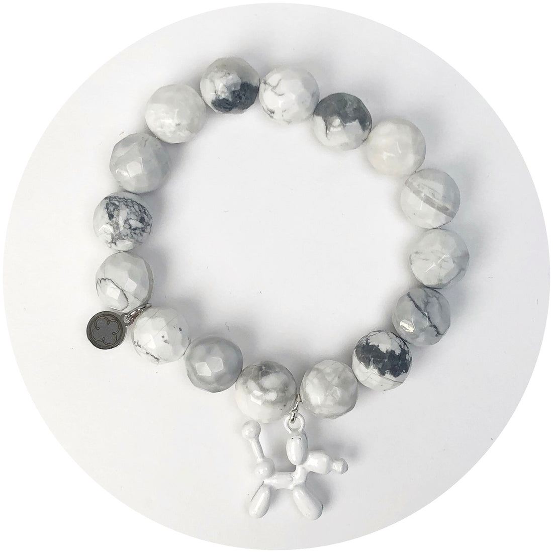 Fogged Snowy Jade with White Balloon Dog Pendant