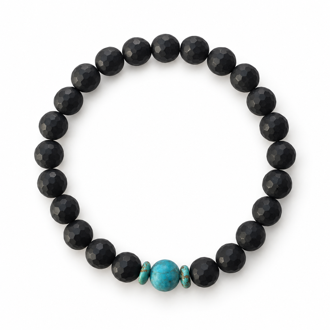 Mens Matte Black Onyx with Turquoise Accent - Oriana LaMarca Designs