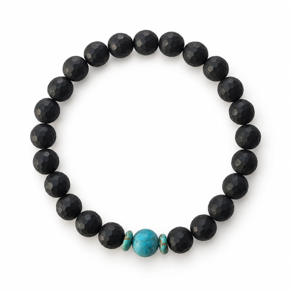 Mens Matte Black Onyx with Turquoise Accent - Oriana LaMarca Designs