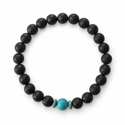 Mens Matte Black Onyx with Turquoise Accent - Oriana LaMarca Designs