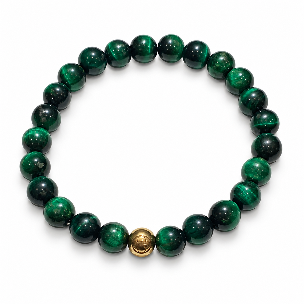 Mens Green Tiger Eye with Gold Accent - Oriana LaMarca Designs