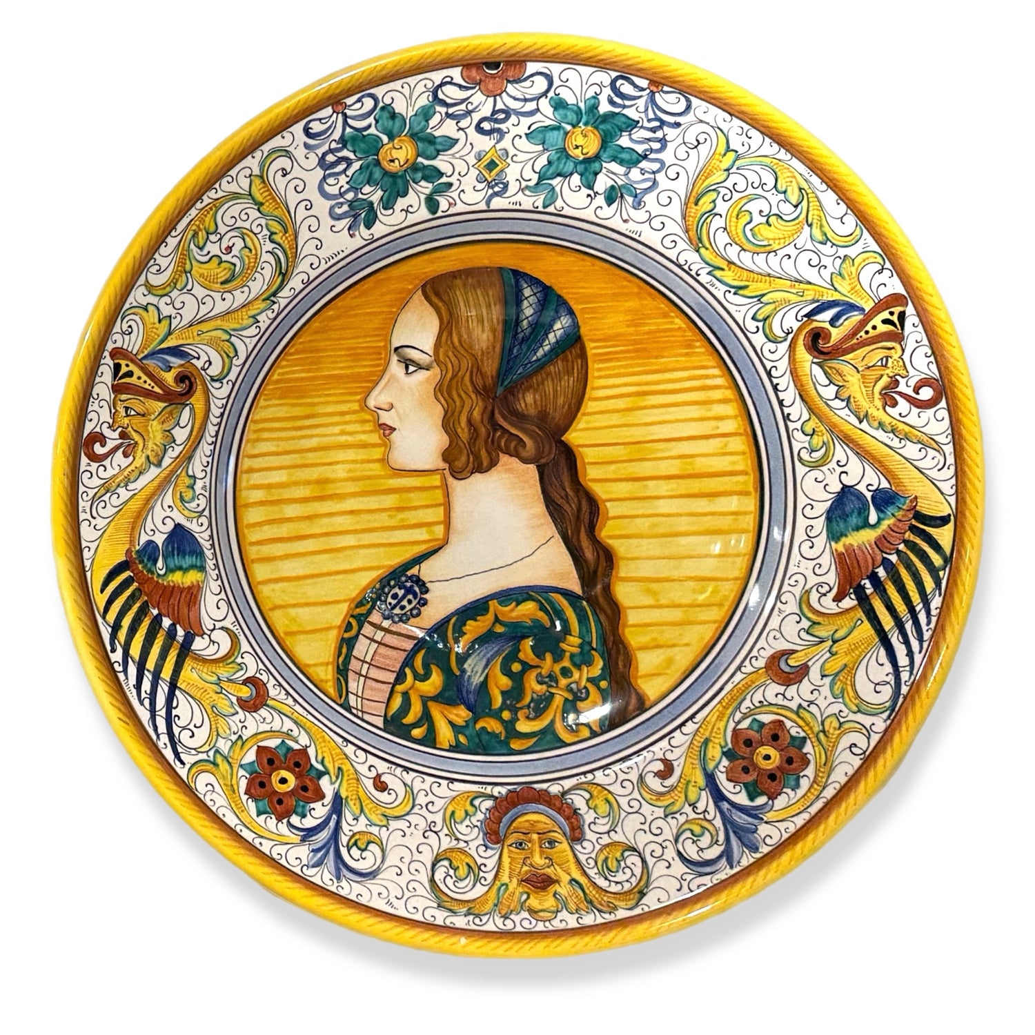 Giulio Gialletti Female Hand Painted in Deruta Italy Wall Plate - Oriana Lamarca LLC