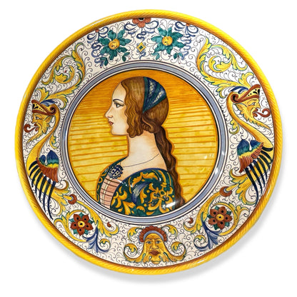 Giulio Gialletti Female Hand Painted in Deruta Italy Wall Plate - Oriana Lamarca LLC