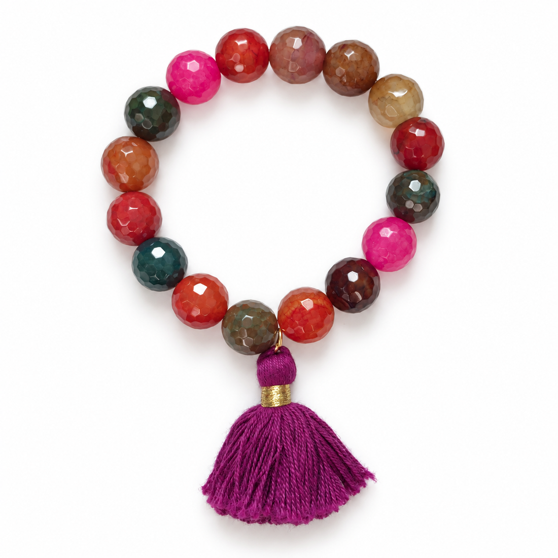 Multicolor Agate with Violet Tassel - Oriana LaMarca Designs