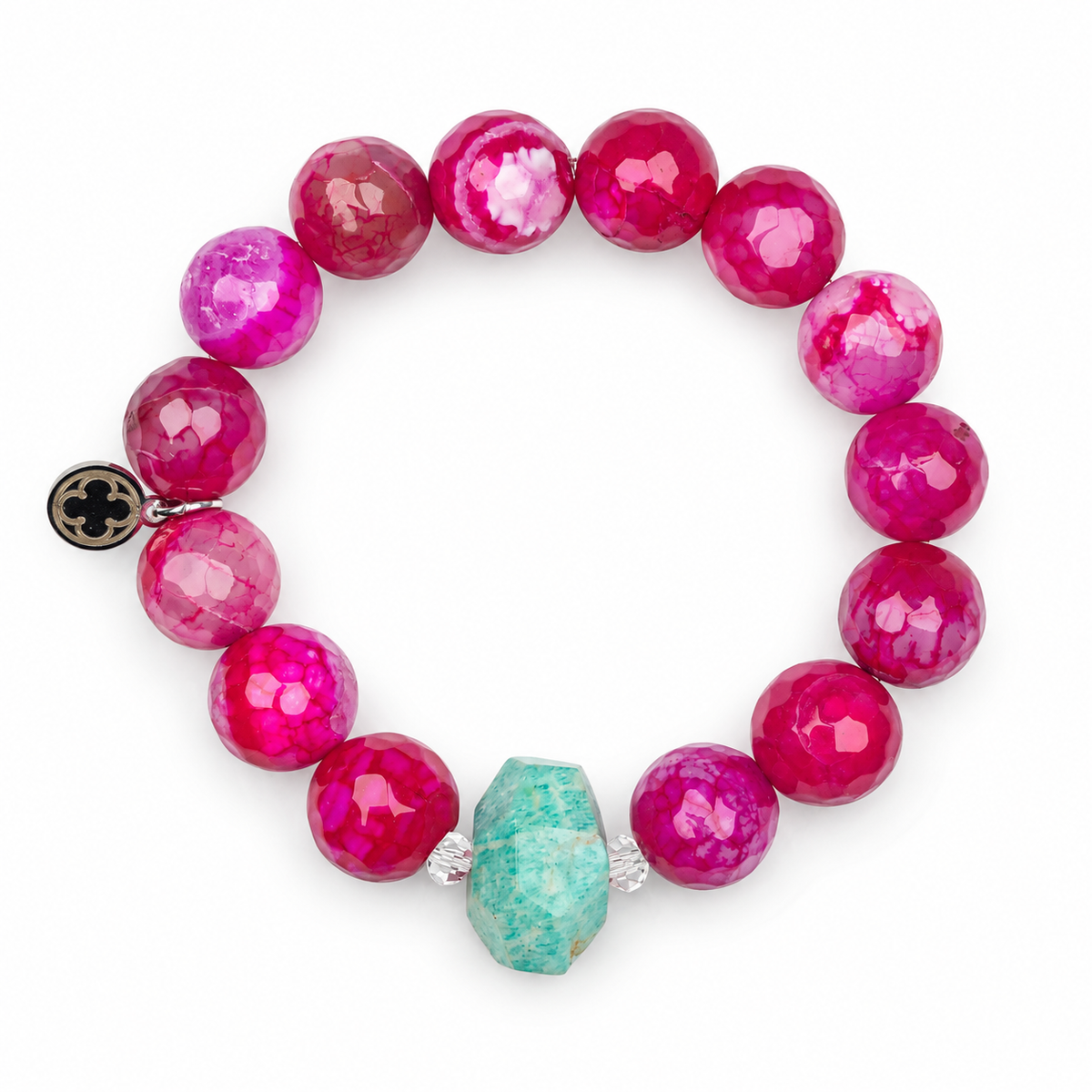 Fuchsia Jade with Soft Mineral Mint Nugget on a white studio background