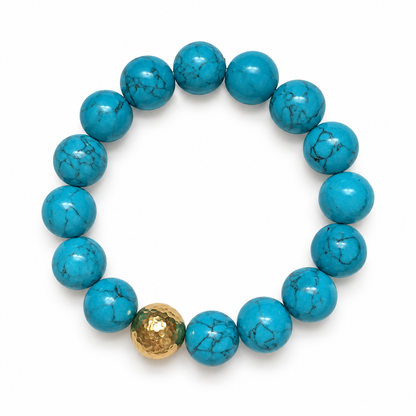 Blue Howlite with Hammered Gold Accent - Oriana LaMarca Designs
