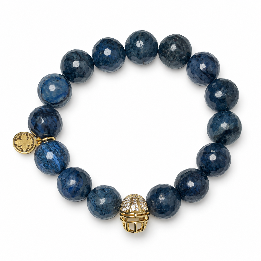 Neptune Jasper with Pavé Gold Helmet on white studio background