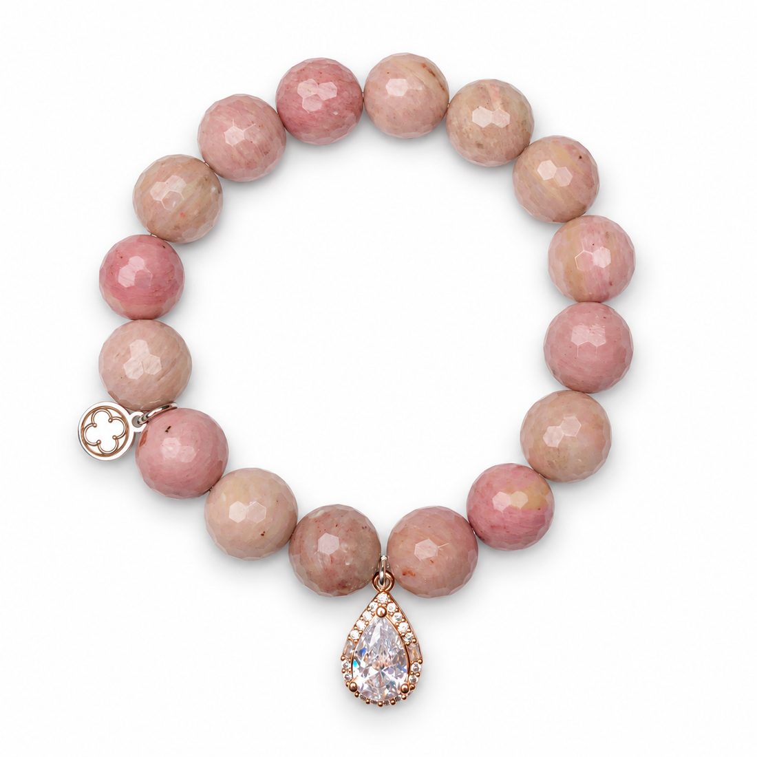Rhodonite with Pavé Rose Gold Teardrop Pendant - Oriana LaMarca Designs