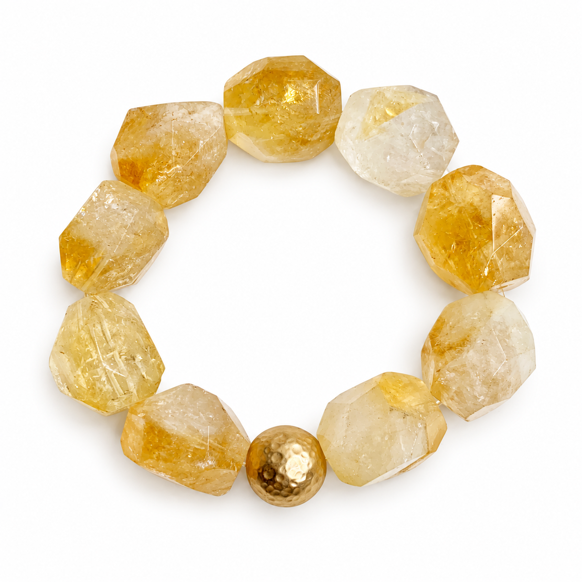Citrine Nugget with Hammered Gold Accent on a white background