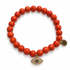 Orange Howlite with Pavé Evil Eye Pendant on a white background
