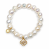 Freshwater Pearl with Open Clover Mother of Pearl on a white background