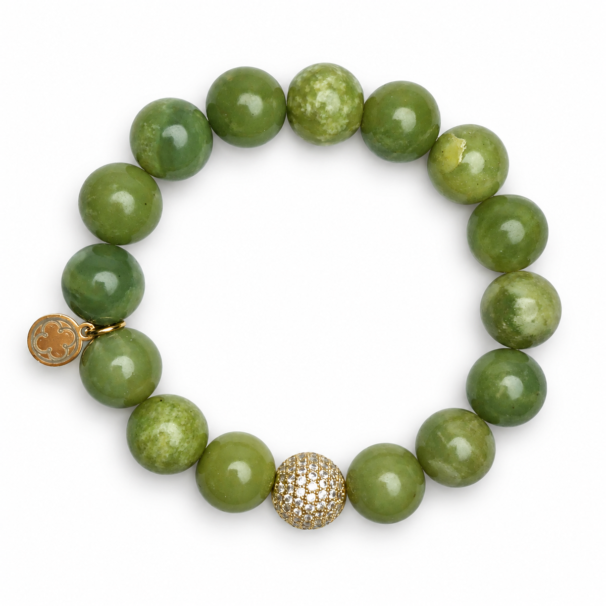 Green Garnet with Micro Pavé Gold on a white background