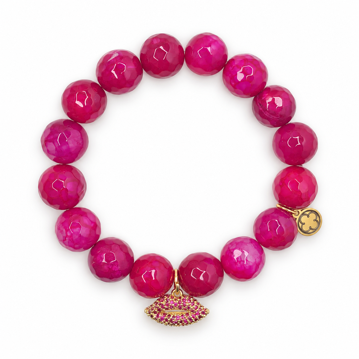 Magenta Jade with Pink Pavé Lips Pendant on a white background