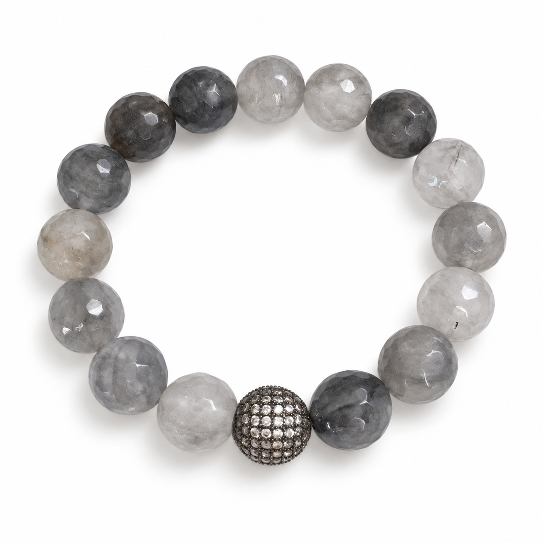 Grey Quartz with Micro Pavé Gunmetal on a white background
