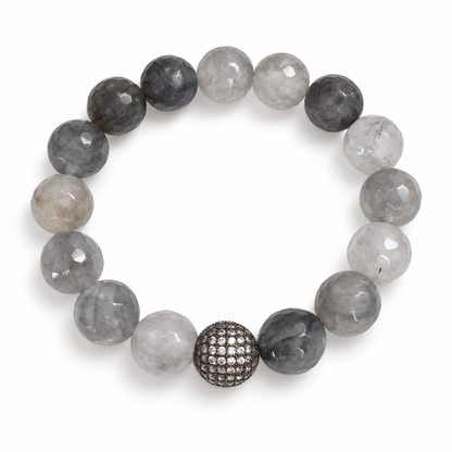 Grey Quartz with Micro Pavé Gunmetal on a white background