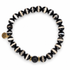 Mens Tibetan Black Zebra Agate with Black Onyx on white studio background