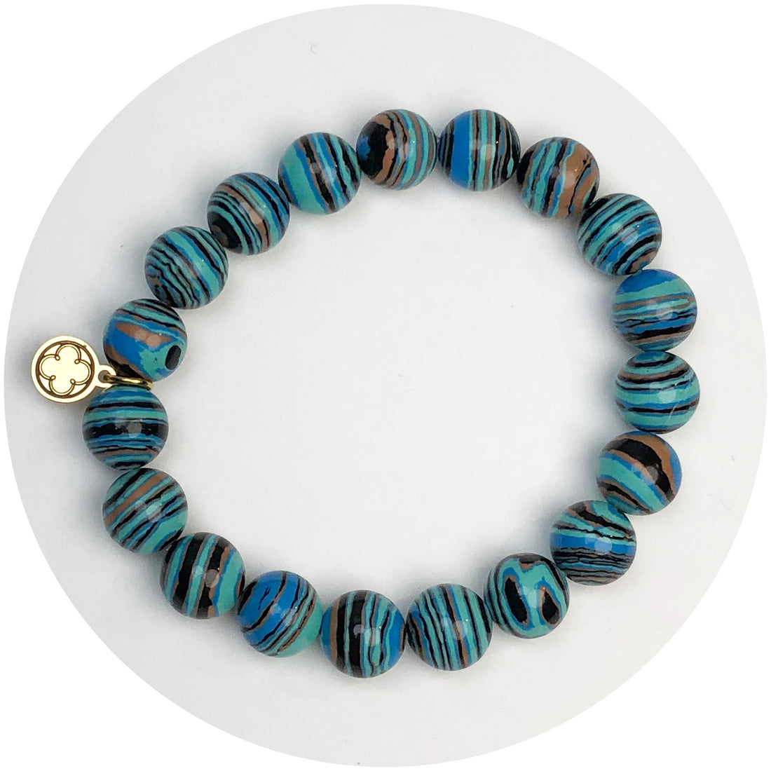 Turquoise Zebra Agate Beaded Bracelet