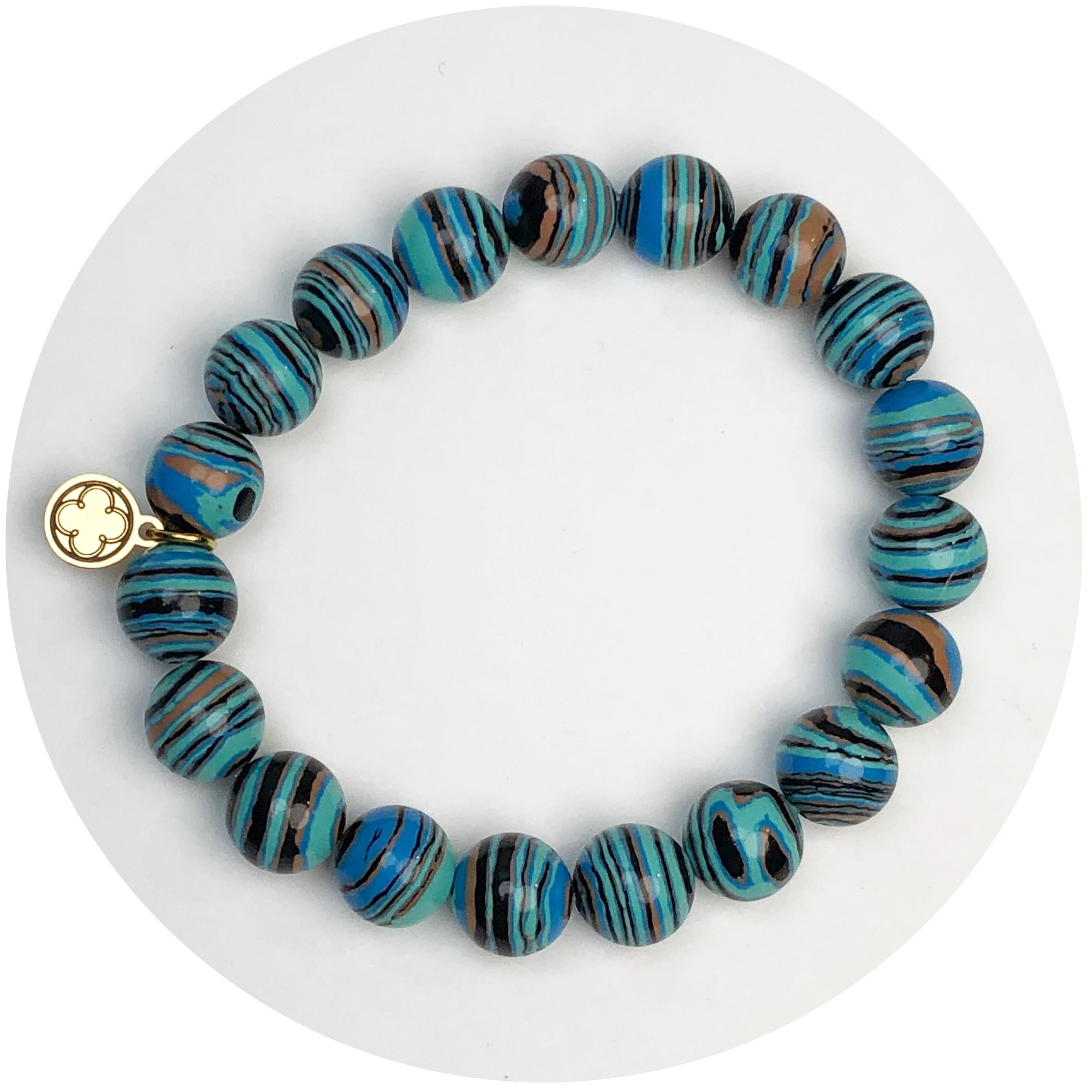 Turquoise Zebra Agate Beaded Bracelet