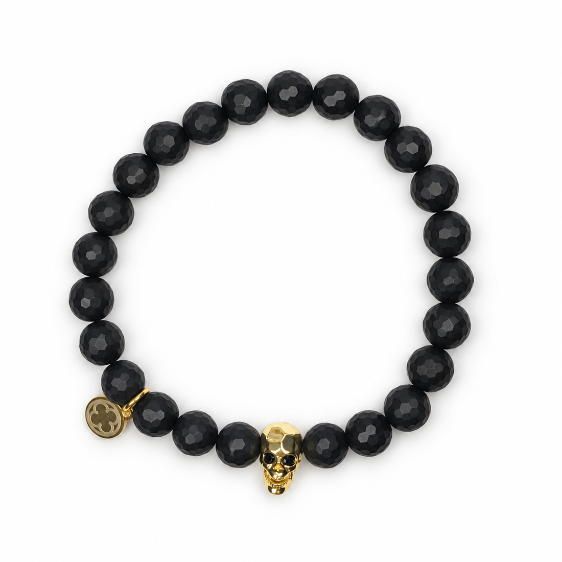 Mens Matte Black Onyx with Gold Skull - Oriana LaMarca Designs